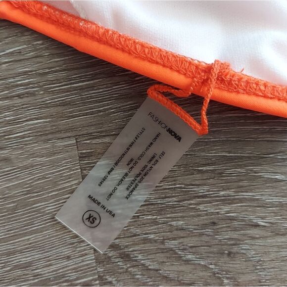 NEW Fashion Nova Clear Skies 2 Piece PVC Strap Bikini  - Neon Orange - XS - Picture 4 of 4